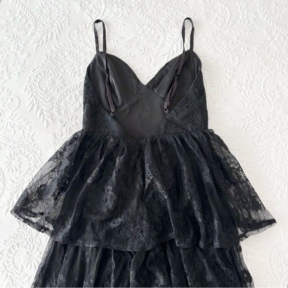 NWOT Lulus Tier I Go Black Lace V-Neck Sleeveless Tiered Maxi Dress XSmall - Picture 6 of 8